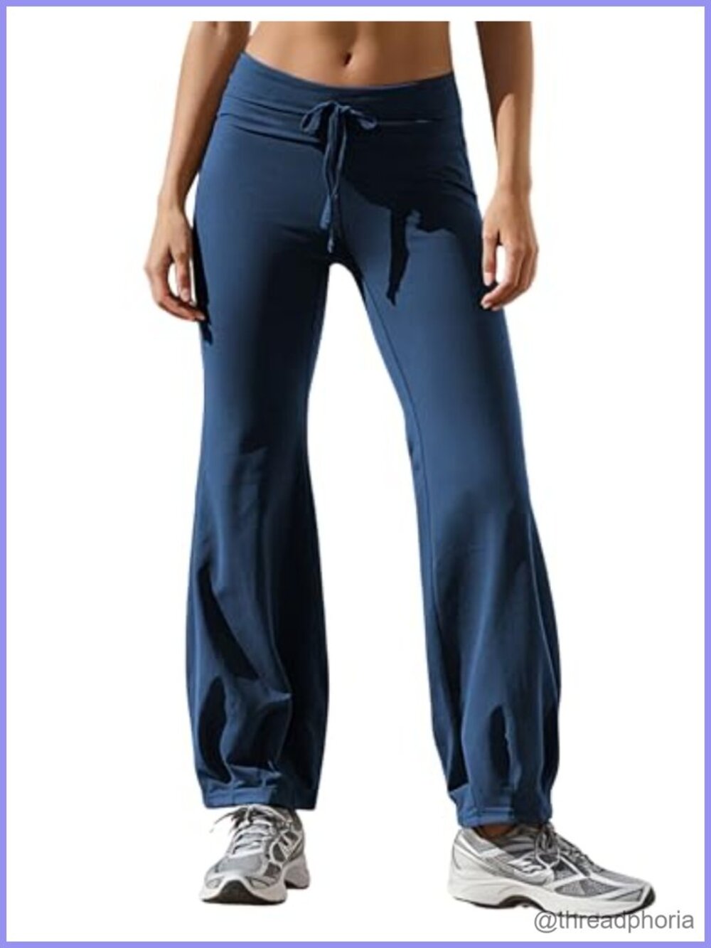 Womens Bubble Yoga Pants Drawstring Fold Over Flare Leggings Lounge Pant